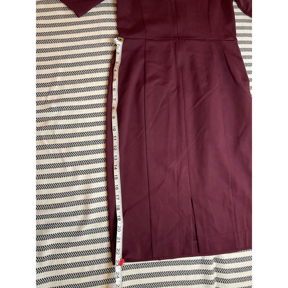 Ann Taylor Sheath Dress Burgundy V-Neck Short Sleeve Knee Length Size 0 NWT - Picture 3 of 7